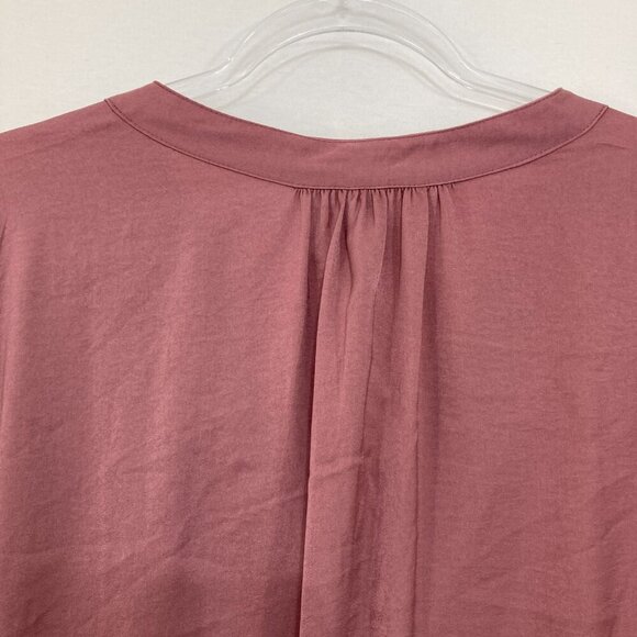 New GAP XXL Dusty Pink Soft Flowy Y Neck Relaxed Popover Long Sleeve Office - Picture 9 of 10